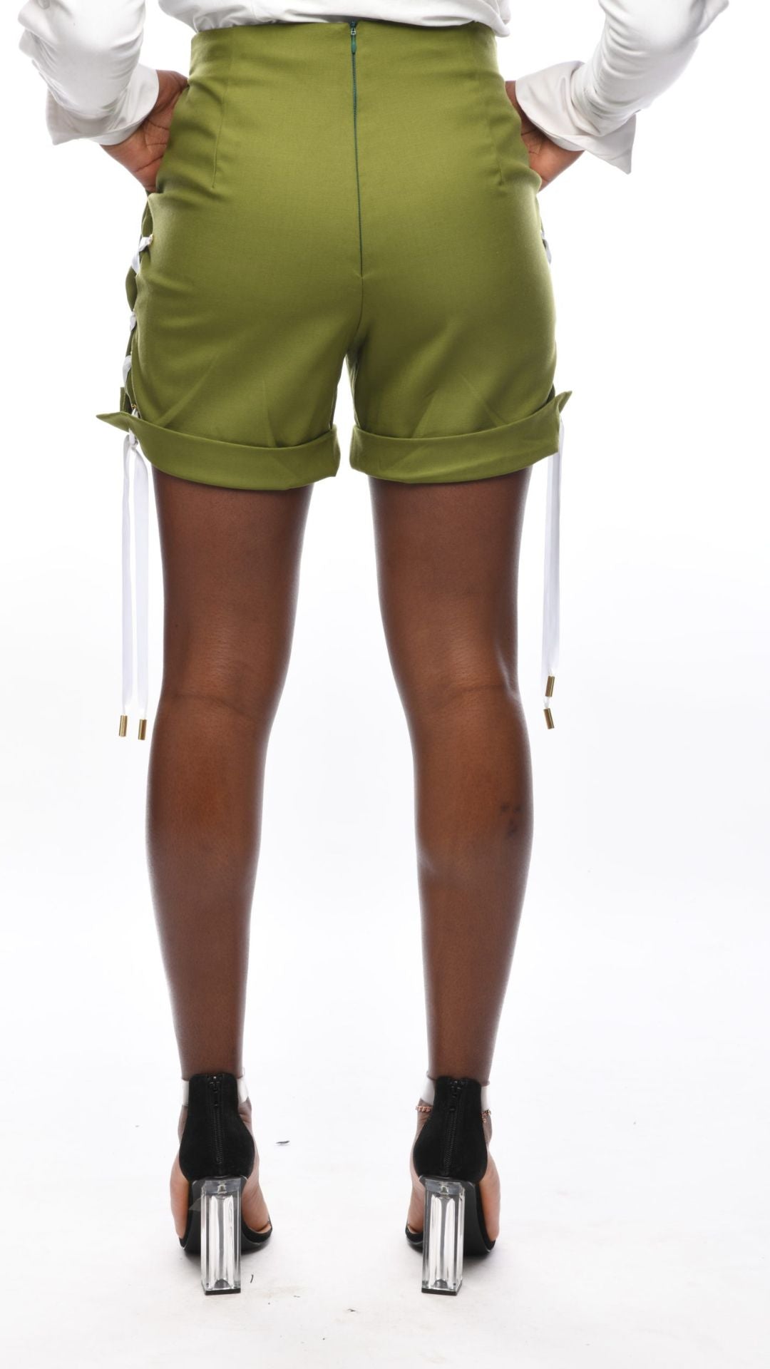 SERENITY Camille Olive Side Laced Shorts