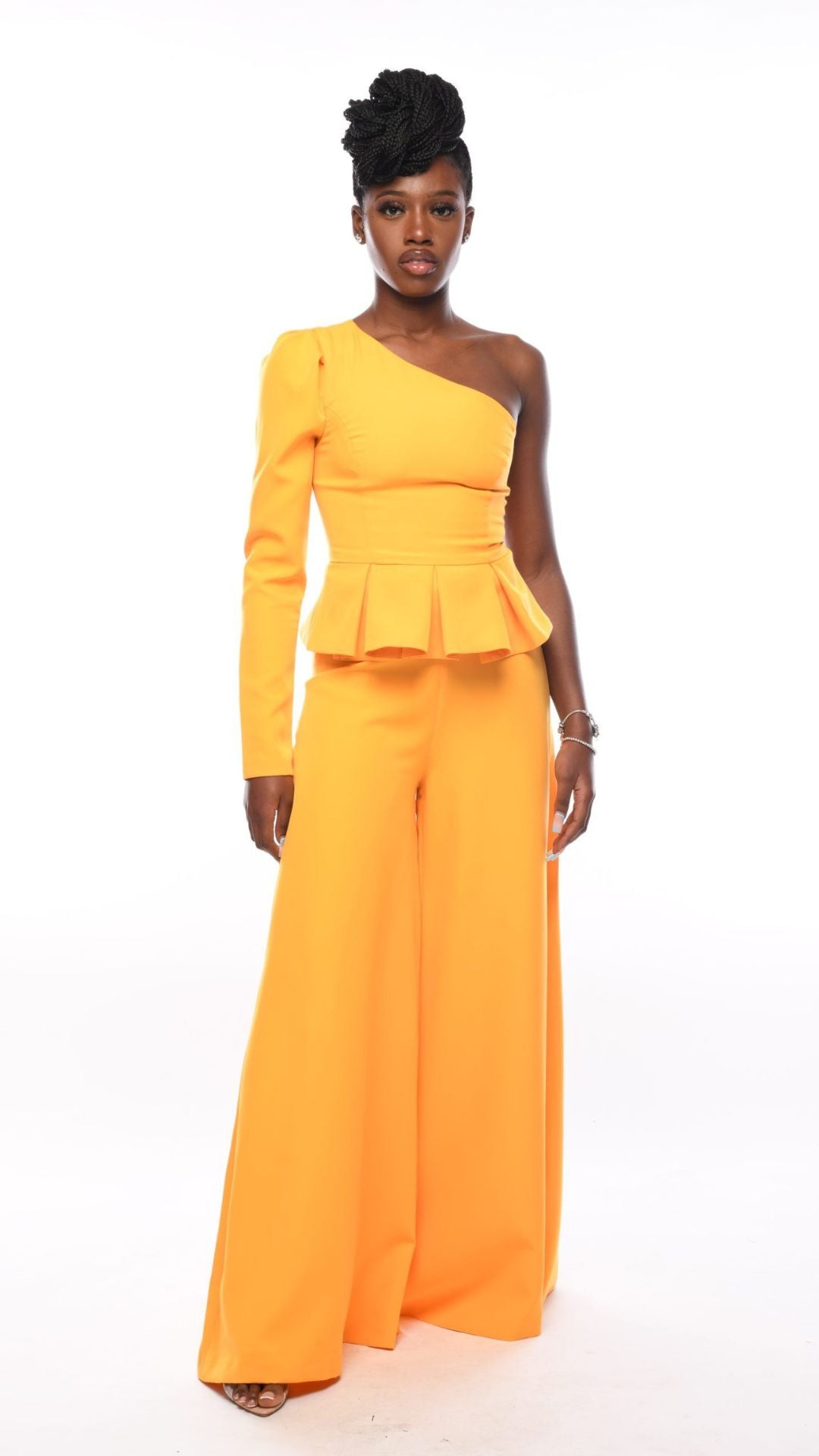 SUNRAY Haniah Yellow Wide Leg Palazzo Trousers